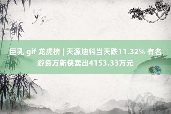 巨乳 gif 龙虎榜 | 天源迪科当天跌11.32% 有名游资方新侠卖出4153.33万元