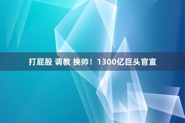 打屁股 调教 换帅！1300亿巨头官宣
