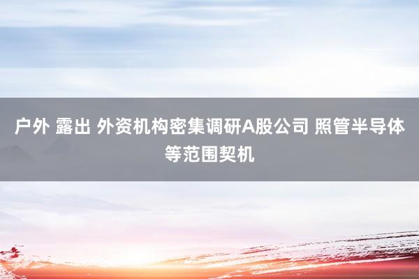户外 露出 外资机构密集调研A股公司 照管半导体等范围契机