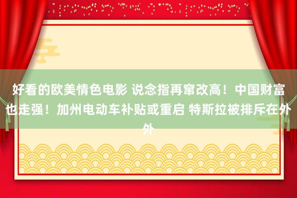 好看的欧美情色电影 说念指再窜改高！中国财富也走强！加州电动车补贴或重启 特斯拉被排斥在外