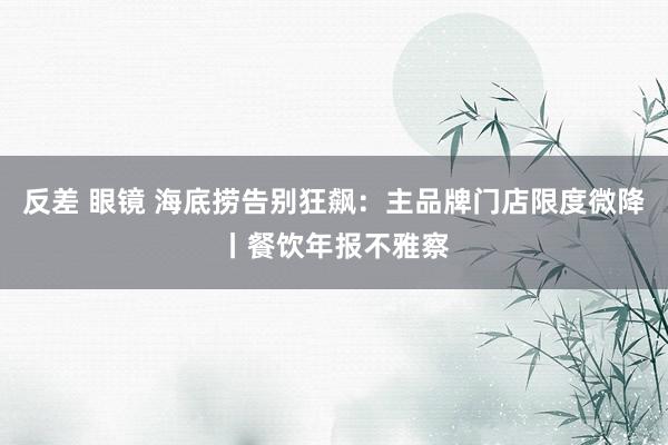 反差 眼镜 海底捞告别狂飙：主品牌门店限度微降丨餐饮年报不雅察